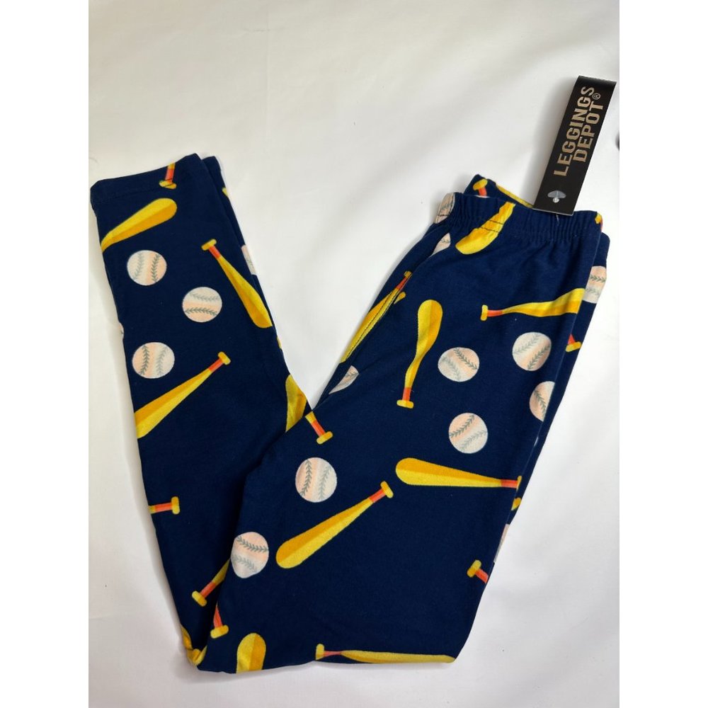 Baseballs And Bats Buttery Soft Boutique Leggings Kids Sm/Med